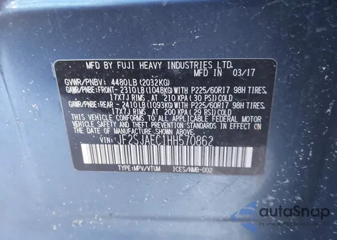 2017 Subaru Forester 2.5I Premium z USA, uszkodzony, nr VIN JF2SJAEC1HH570862